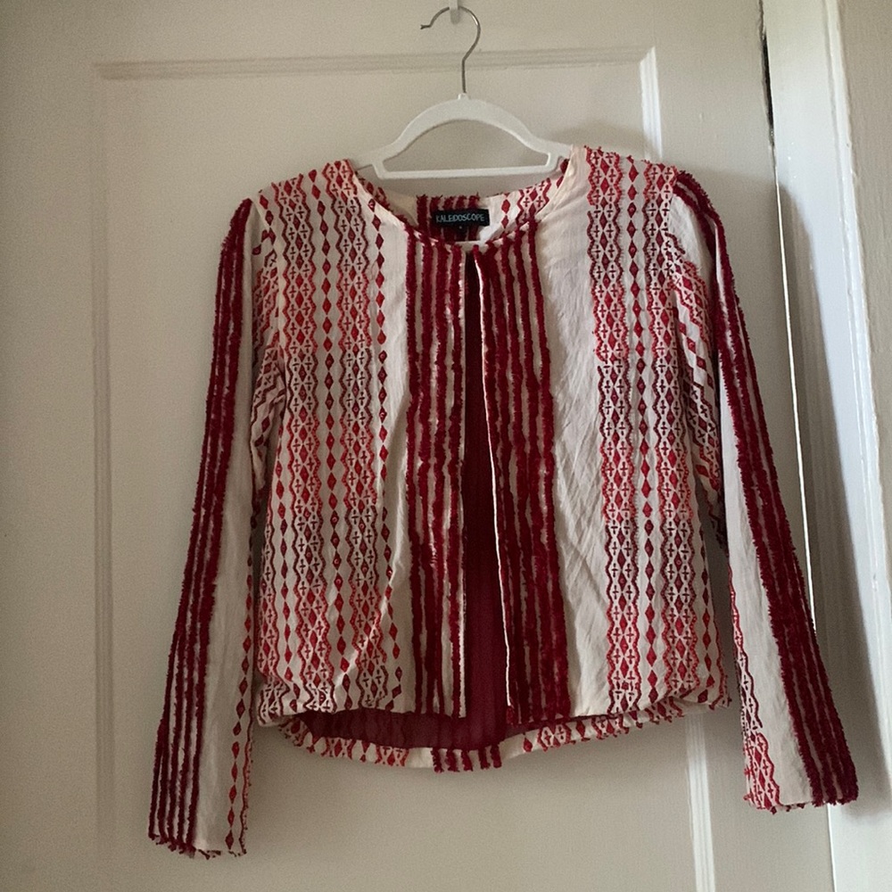 Boutique white and red bedazzled blazer